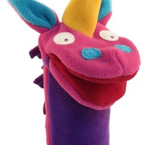 Plush Unicorn Hand Puppet - Pink, Purple & Yellow